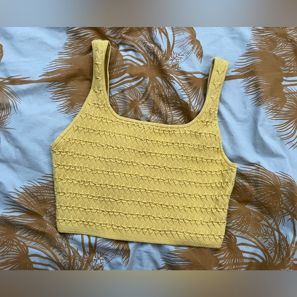 Babaton geometric textured sculpt knit squareneck crop tank
